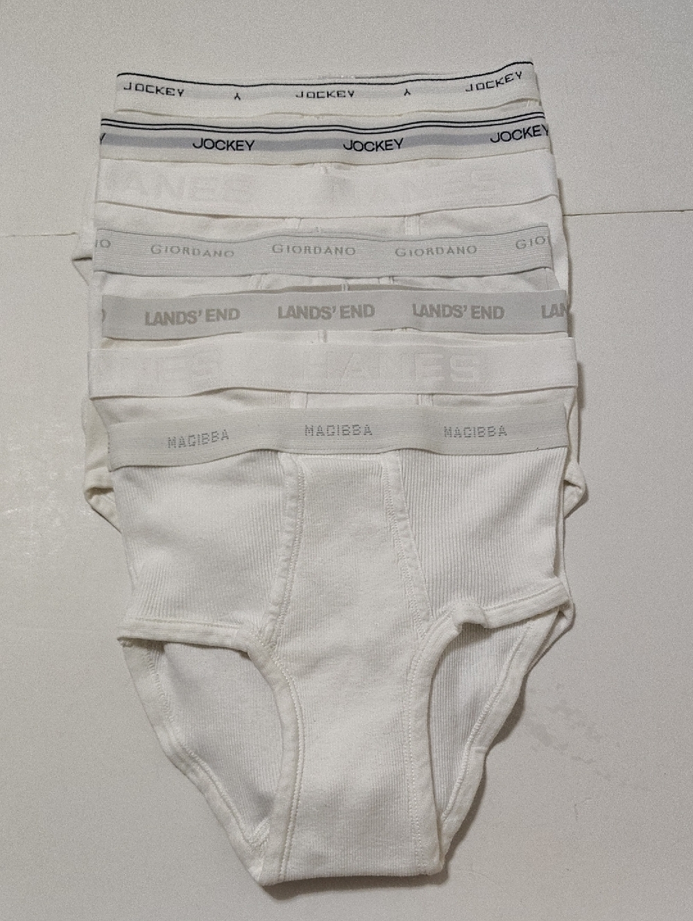 Bundle Of White Men's Briefs 7 Pack– Elastic Logo Waistbands - Size S-M